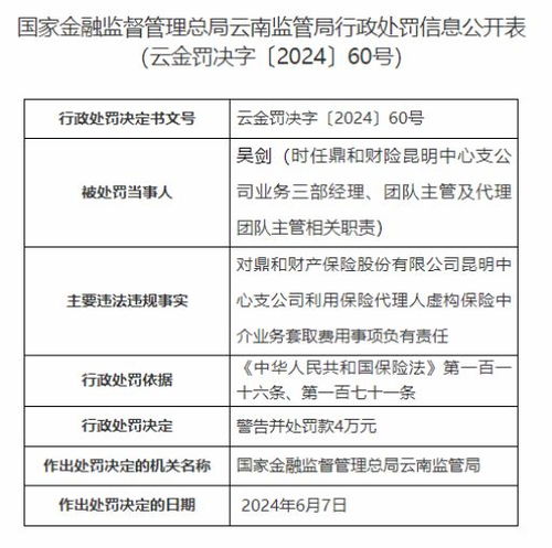 虛構(gòu)保險(xiǎn)中介業(yè)務(wù)套取費(fèi)用，解析鼎和財(cái)險(xiǎn)昆明支公司被罰12萬元事件